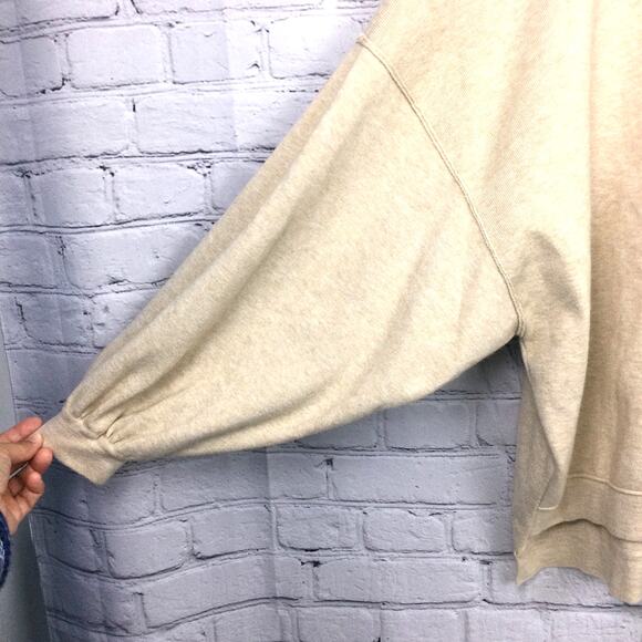 Forever 21 Drop Shoulder Boxy Oversized High Low Crew Neck Tan Pullover Sz S - Picture 4 of 12